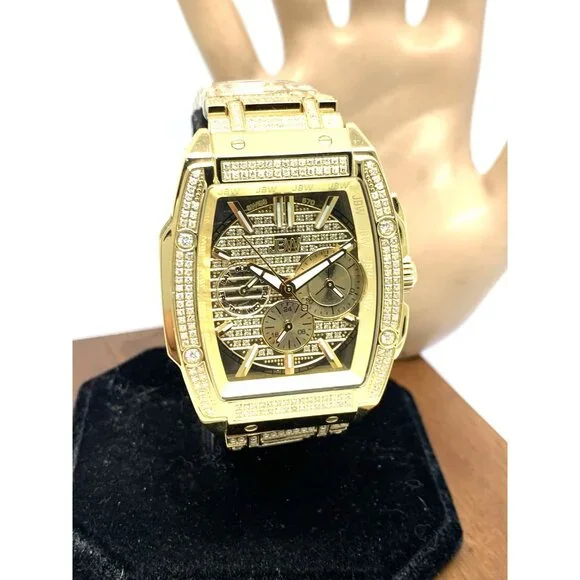 JBW Men's Watch PS570A Echelon Swiss Quartz Diamond Gold Steel Platinum Series